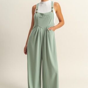 HYFVE Pleated Detail Front Pocket Wide Strap Overalls